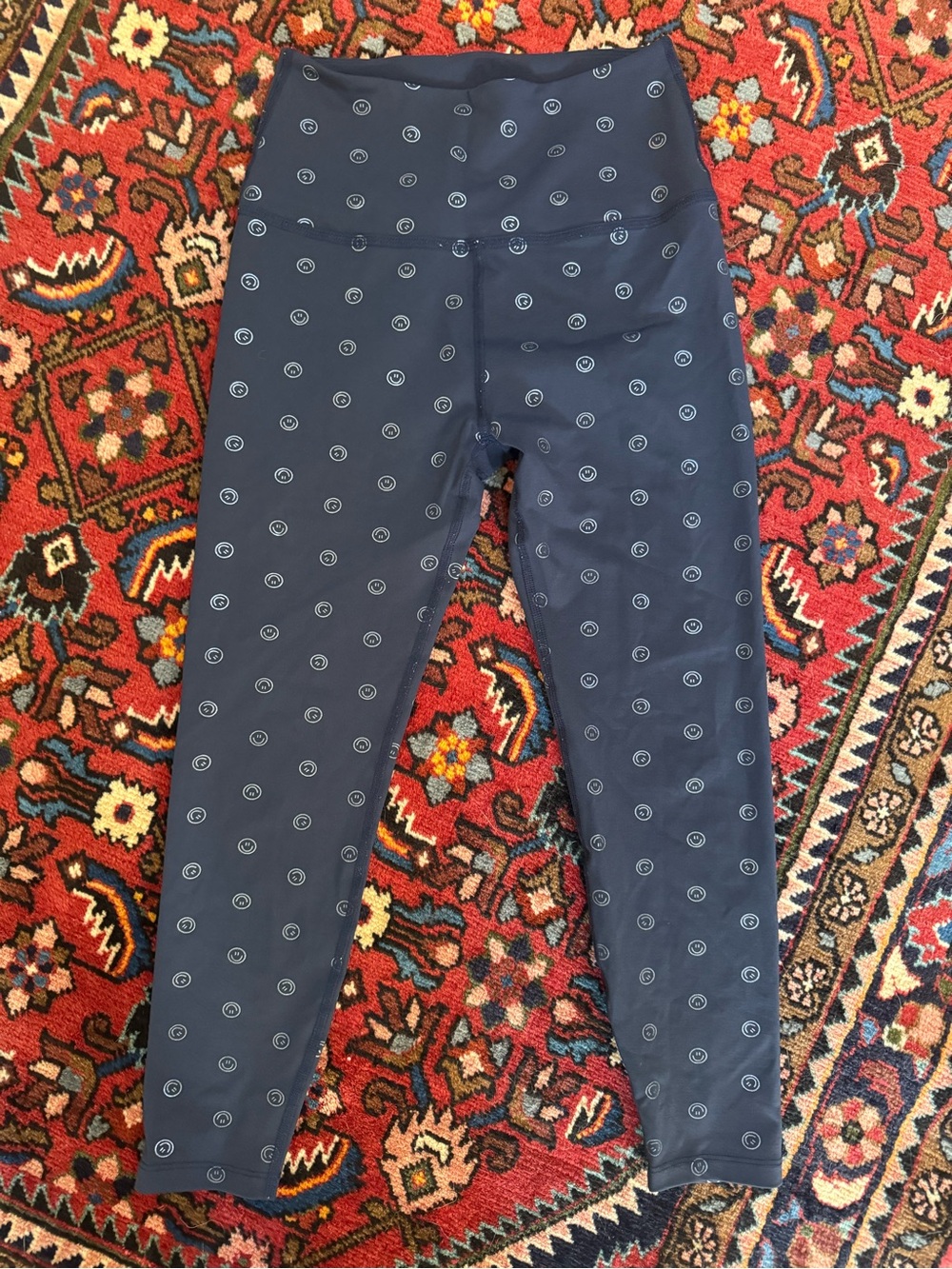 Beyond Yoga Navy Leggings with 🙂 Print